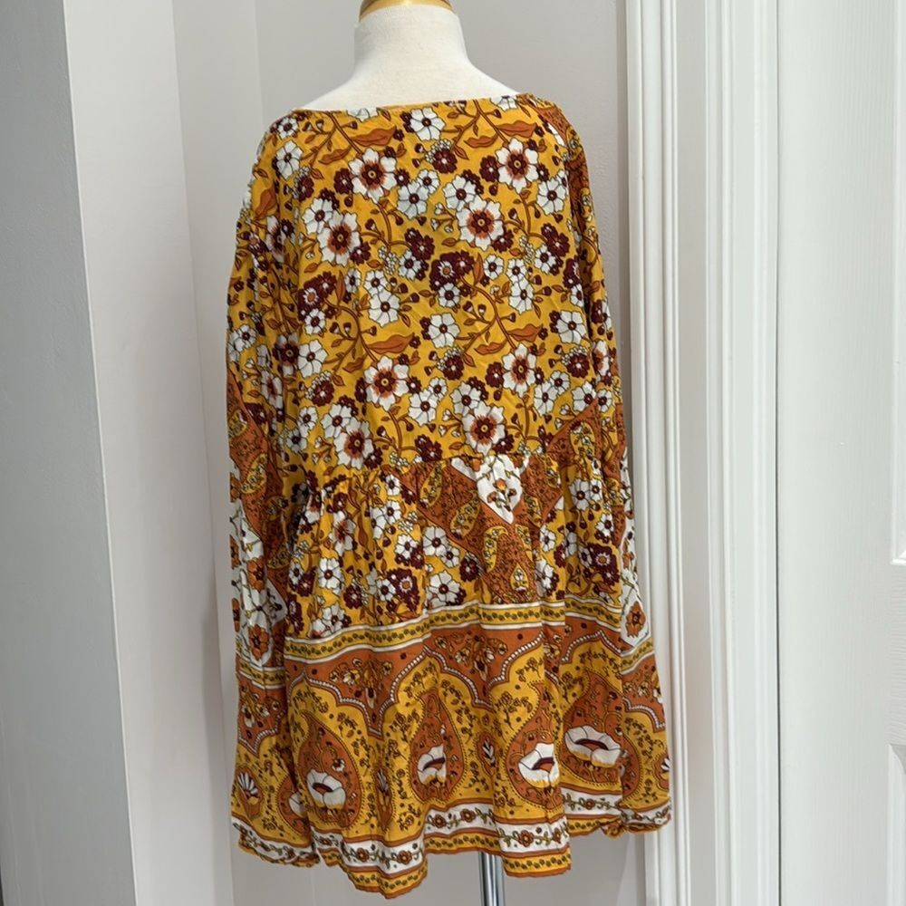 R. Vivimos Bohemian 97% Cotton Long Sleeve Babydoll Top NWT Size Large - Picture 6 of 10